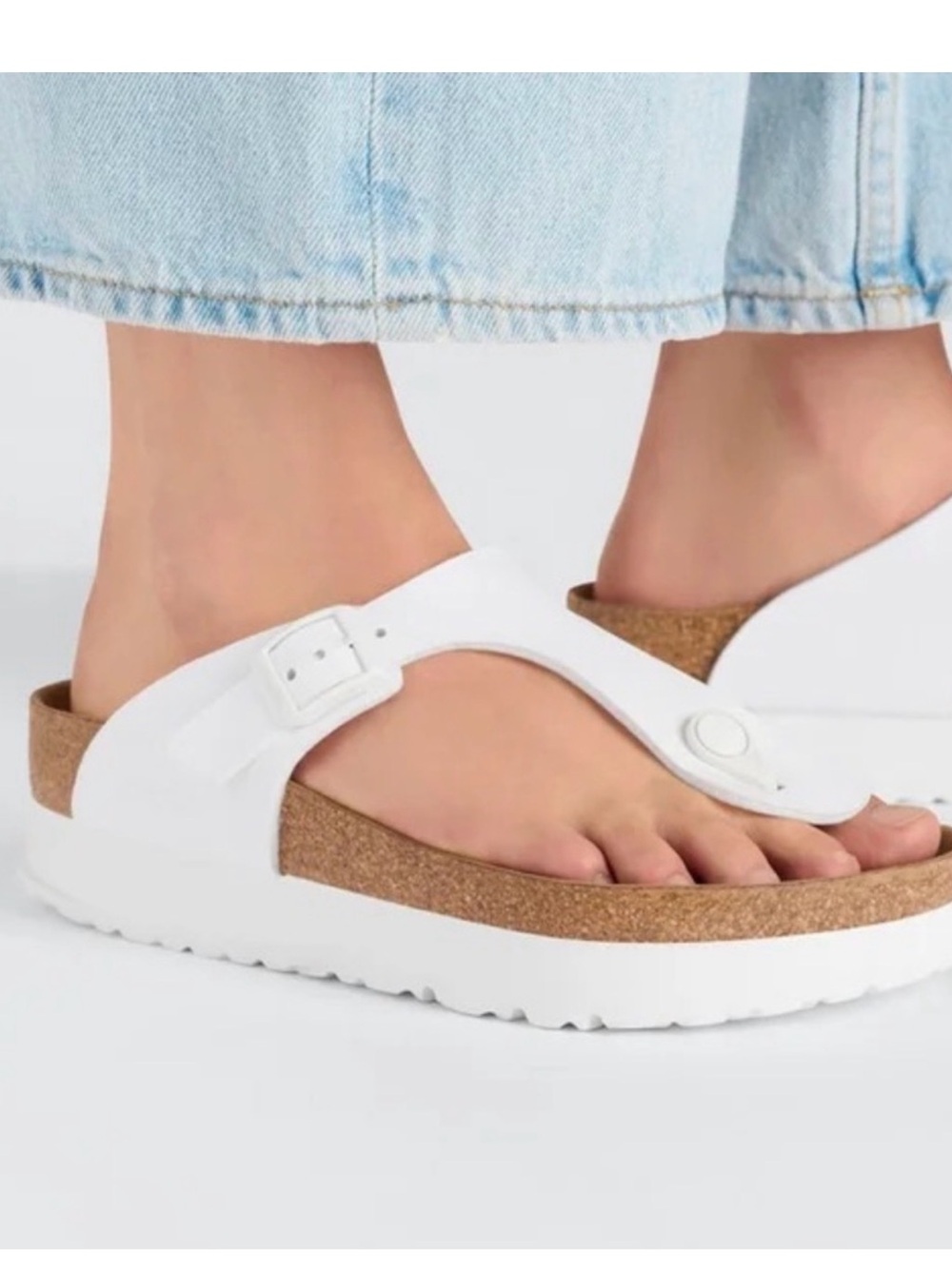 Birkenstock size 8.5 White gizeh Thong Platform Sandals